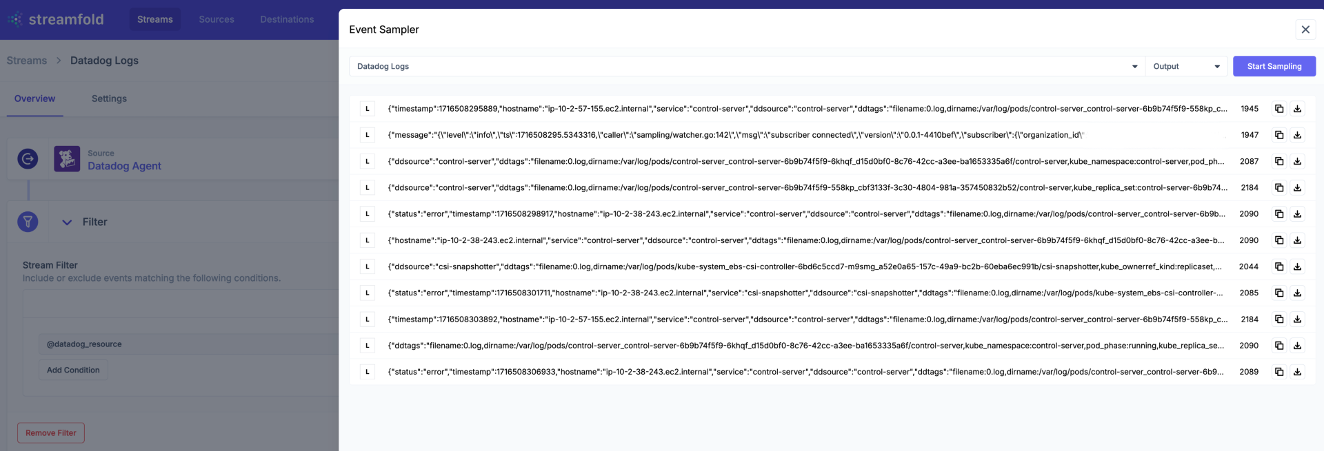 Datadog Logs to S3 Stream Metrics